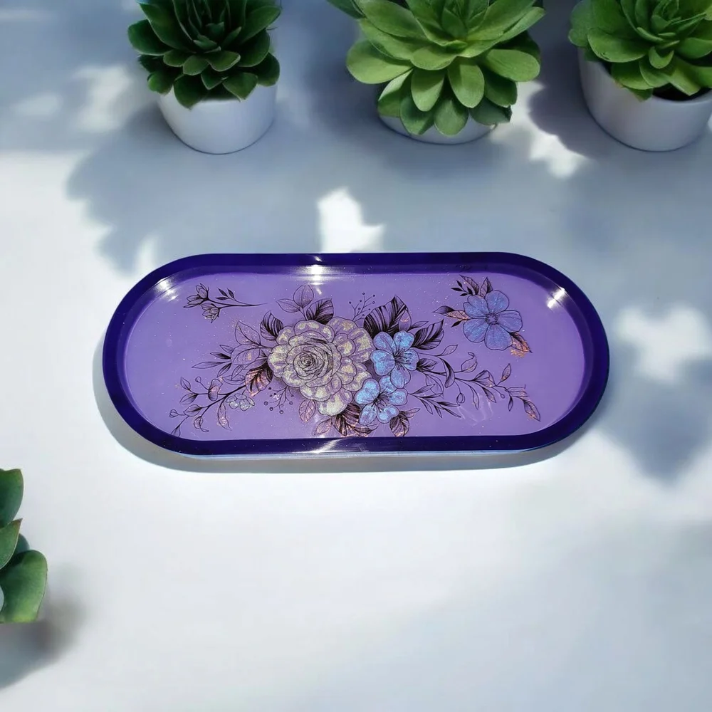 Floral Purple Decorative Tray